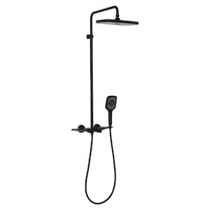 Double Handle 4-Spray Wall Mount Shower Faucet 1.8 GPM Anti Scald Thermostatic Exposed Shower System in Matte Black