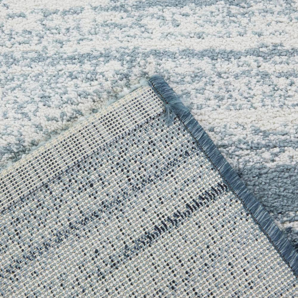 Yelena Blue and White Synthetic Non-slip Rectangular Area Rug
