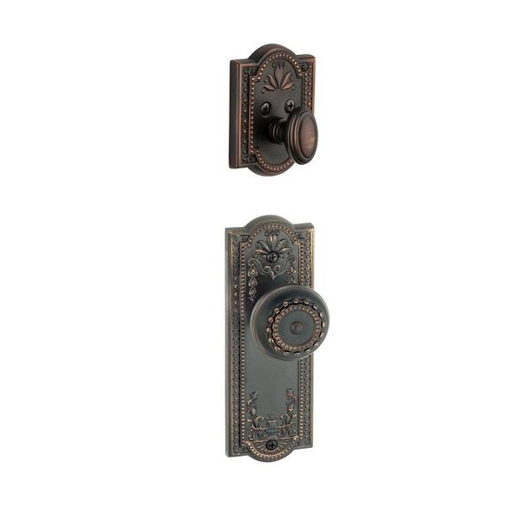Grandeur Parthenon Single Cylinder Timeless Bronze Combo Pack Keyed Differently with Knob and Matching Deadbolt