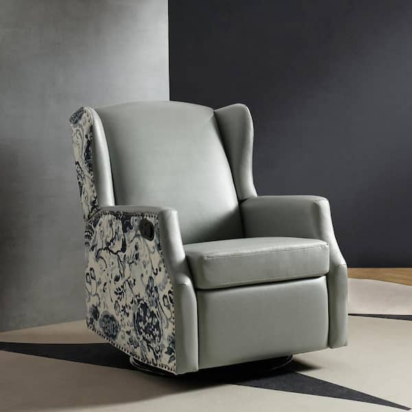 JAYDEN CREATION Celio Sage Wingback Vegan Leather Swivel Rocker Recliner
