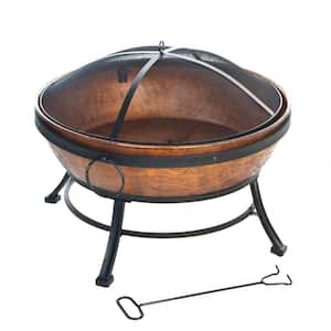 28.90 in. W x 8.50 in. H Round Metal Natural Gas Copper Fire Pit