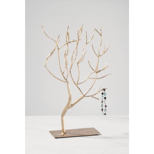 Gold Metal Jewelry Tower Rack with Ring Tray, Cactus-Shaped Jewelry Storage  Holder Stand