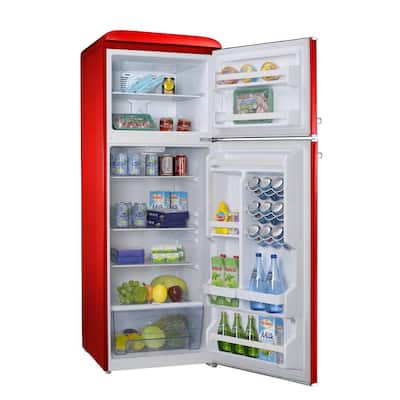 12.0 cu. ft. Top Freezer Retro Refrigerator with Dual Door True Freezer, Frost Free in Red