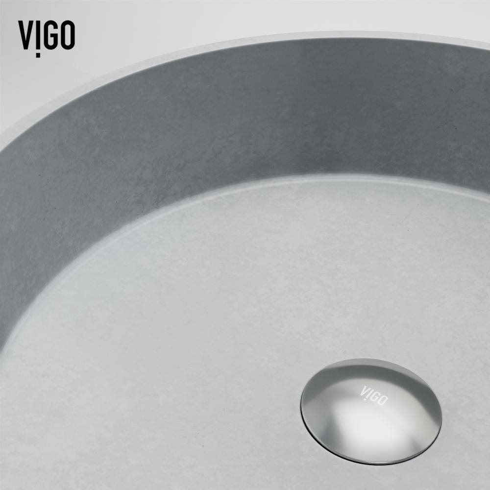 Gray Fluted Concrete Round Above-Counter Vessel Sink