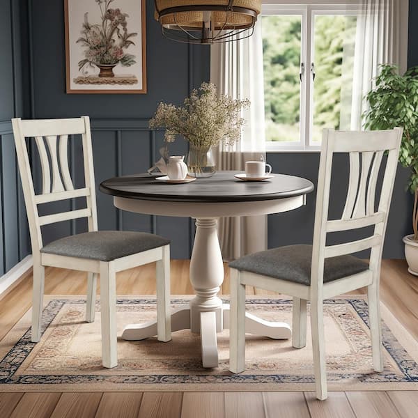 White dining chairs with best sale grey seats