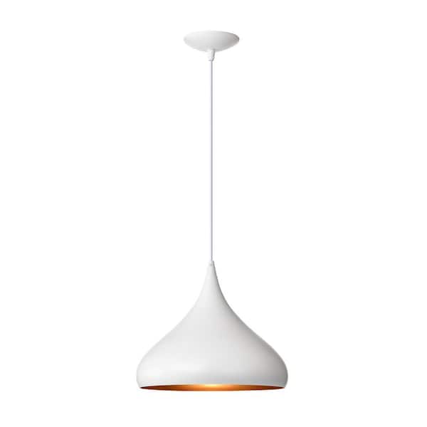 Edvivi 100-Watt 1-Light 12 in. White Single Pendant Light with