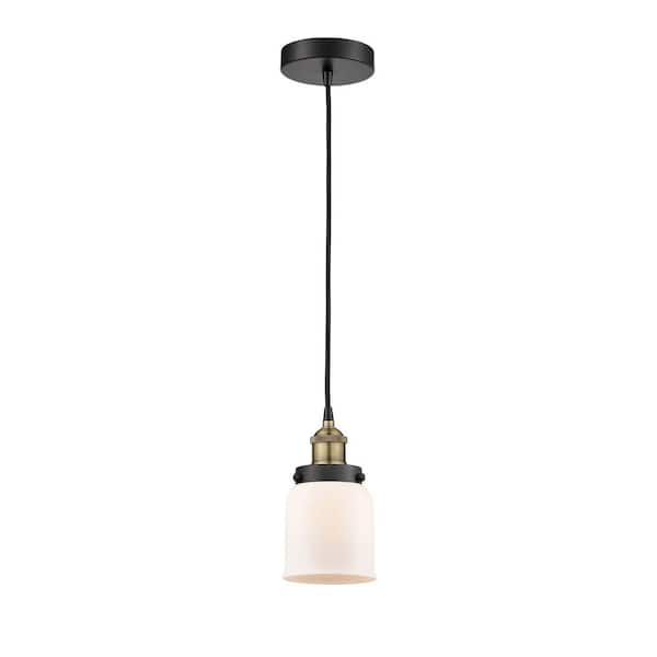 Innovations Bell 100-Watt 1-Light Black Antique Brass Standard Mini Pendant Light with Painted Glass Shade, No Bulbs Included