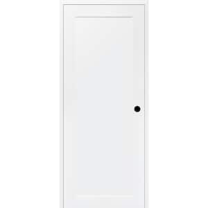 Shaker 28 in. x 80 in. 1 Panel Left-Hand Primed Wood DIY-Friendly Single Prehung Interior Door with Concealed Hinges