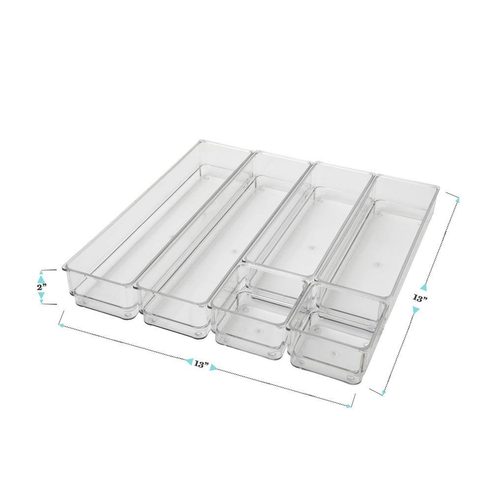 Martha Stewart Clear Plastic Stackable Desk Drawer Organizers, Set of 6