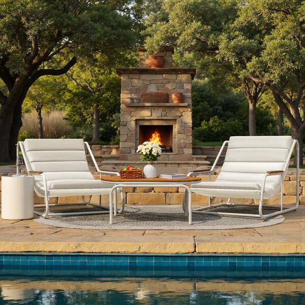 Tozey 3-Pieces Metal Patio Conversation Set with Wooden Desktop