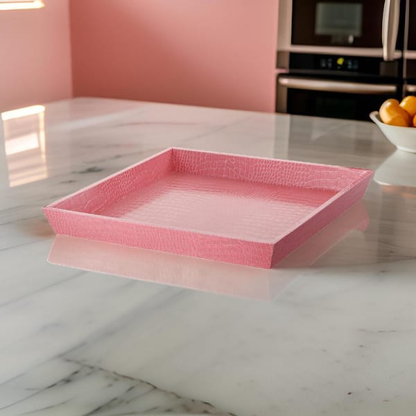 Benjara Pink Decorative Tray