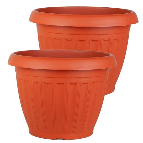 Unbranded Large 15.5 in. Terra Cotta Colored Plastic Planter (2-Pack)