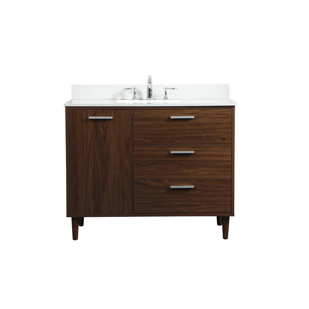 Simply Living 42 in. W x 22 in. D x 34 in. H Bath Vanity in Walnut with Ivo