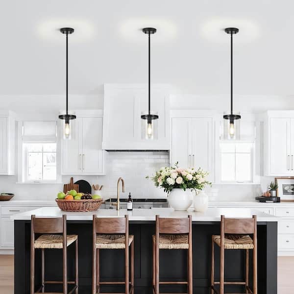 Jasslynn 1-Light Clear Pendant Light with Bubble Glass Shade for Kitchen Island, Dining Room, No Bulbs Included