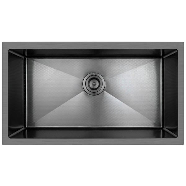 AKDY HEX 32 in. Undermount Single Bowl Gunmetal Black Stainless