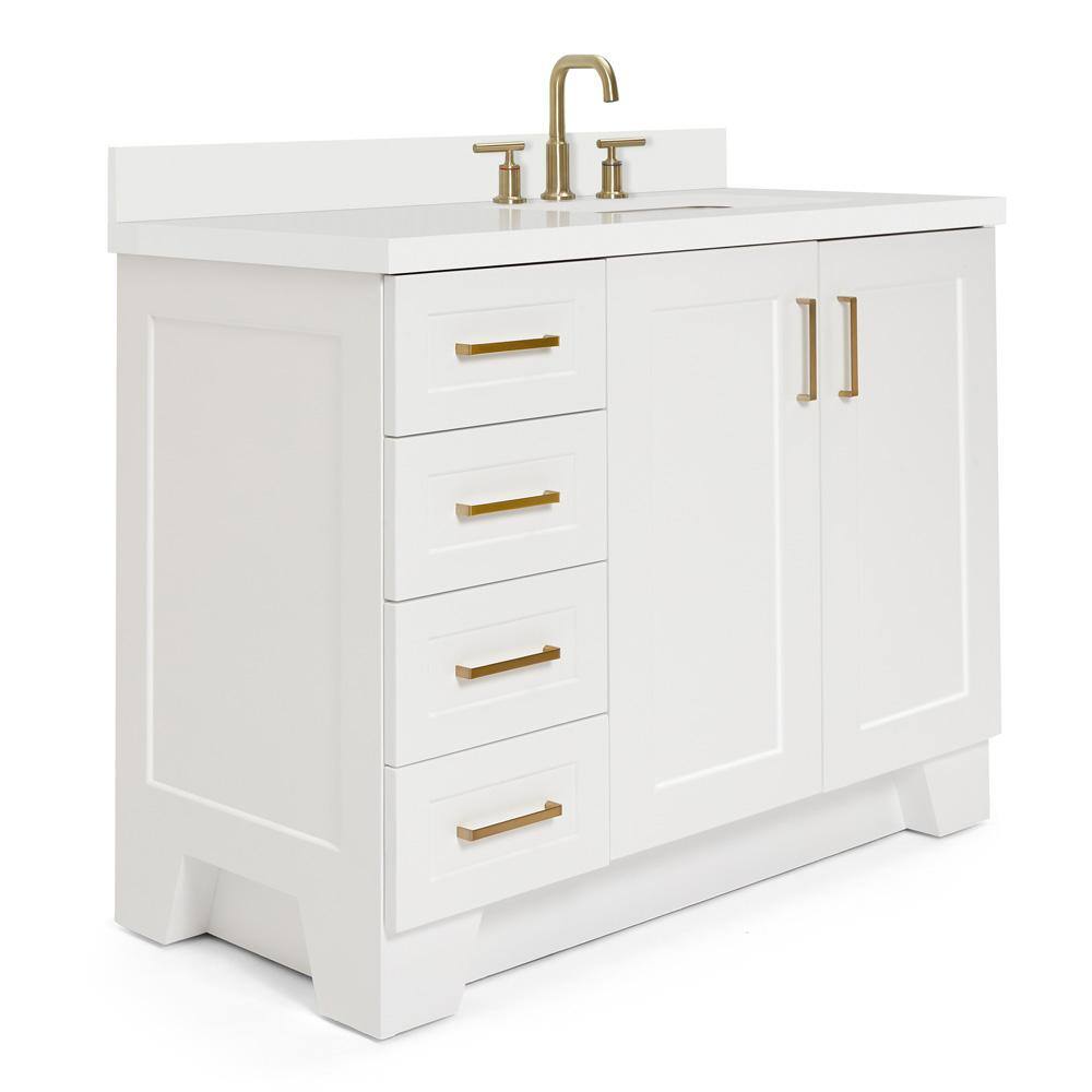 Taylor 43" White Freestanding Bathroom Vanity with Quartz Top