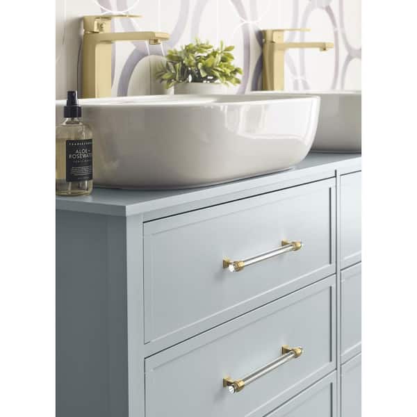 Glacio 8 in. (203mm) Modern Clear/Golden Champagne Bar Cabinet Pull