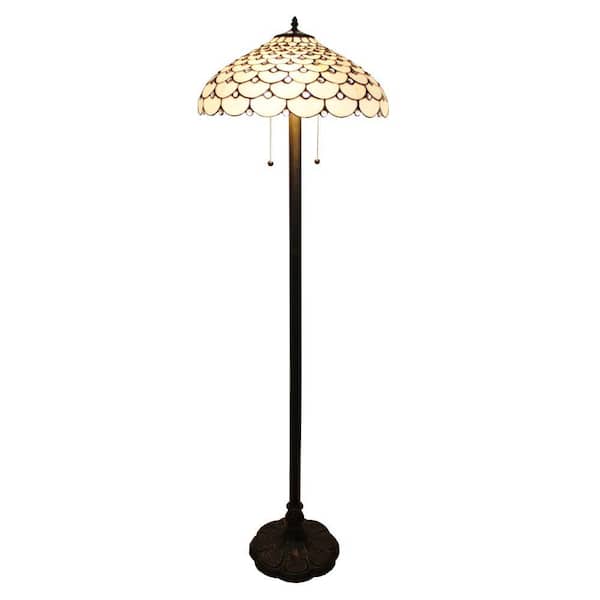 Amora Lighting 61 in. Tiffany Style Jeweled Floor Lamp