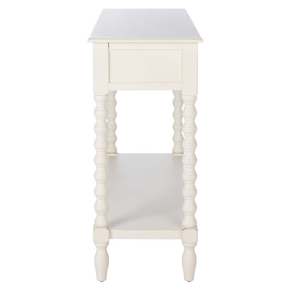 Athena Distressed White Wood 2-Drawer Hallway Table