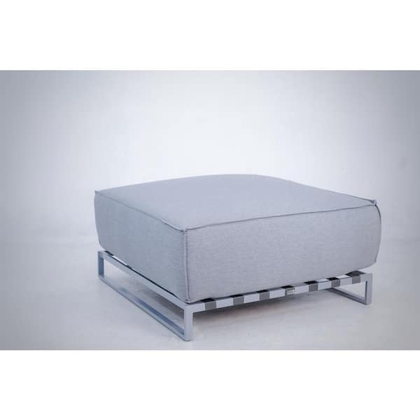 Sunrise Metal Outdoor Extra Deep Seating Ottoman with Sunbrella Grey Cushion