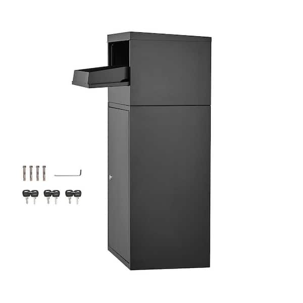 Locking Mailbox, 15.85 gal. 35.8 in. Black Galvanized Steel Deck Box, Weather-Resistant Steel, Anti-Theft Design