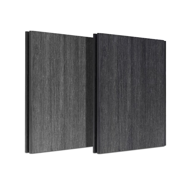 Samples Composite Wood Fence 0.5 ft. x 0.5 ft. Manhattan Gray & Charcoal Gray WPC Brushed Fence Panel 0.79 in. Thick
