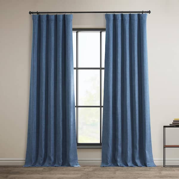 Exclusive Fabrics & Furnishings Denim Solid Rod Pocket Room Darkening Curtain - 50 in. W x 120 in. L