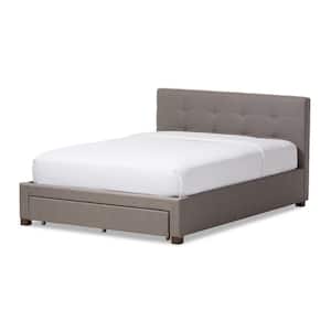 Brandy Contemporary Gray Fabric Upholstered Queen Size Bed