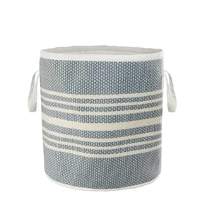 Valerie Simple Stripe Blue / White Polyester Farmhouse Indoor Outdoor Storage Basket