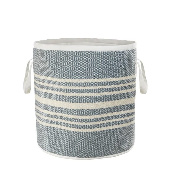 Unbranded Valerie Simple Stripe Blue / White Polyester Farmhouse Indoor Outdoor Storage Basket