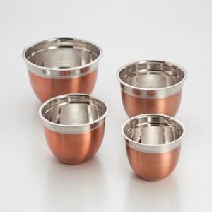 4 Pc Stainles Steel Mixing Bowls Set with Copper Finish