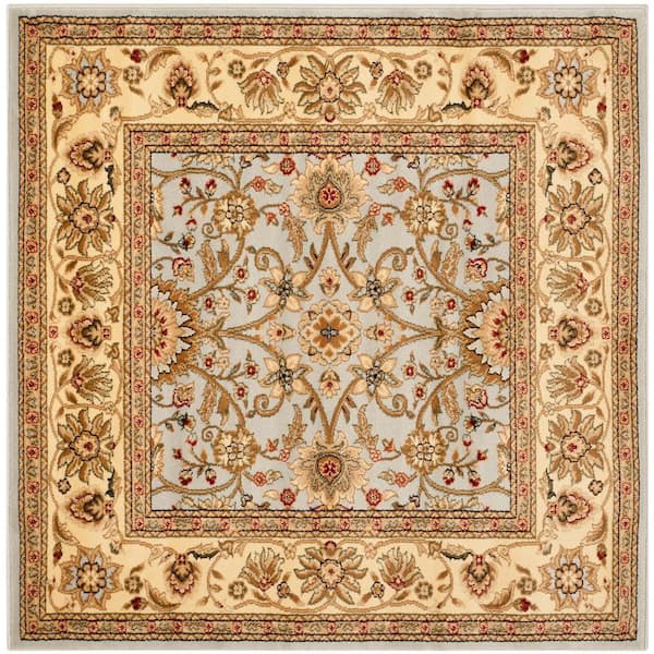 SAFAVIEH Lyndhurst Gray/Beige 6 ft. x 6 ft. Square Floral Antique Border Area Rug