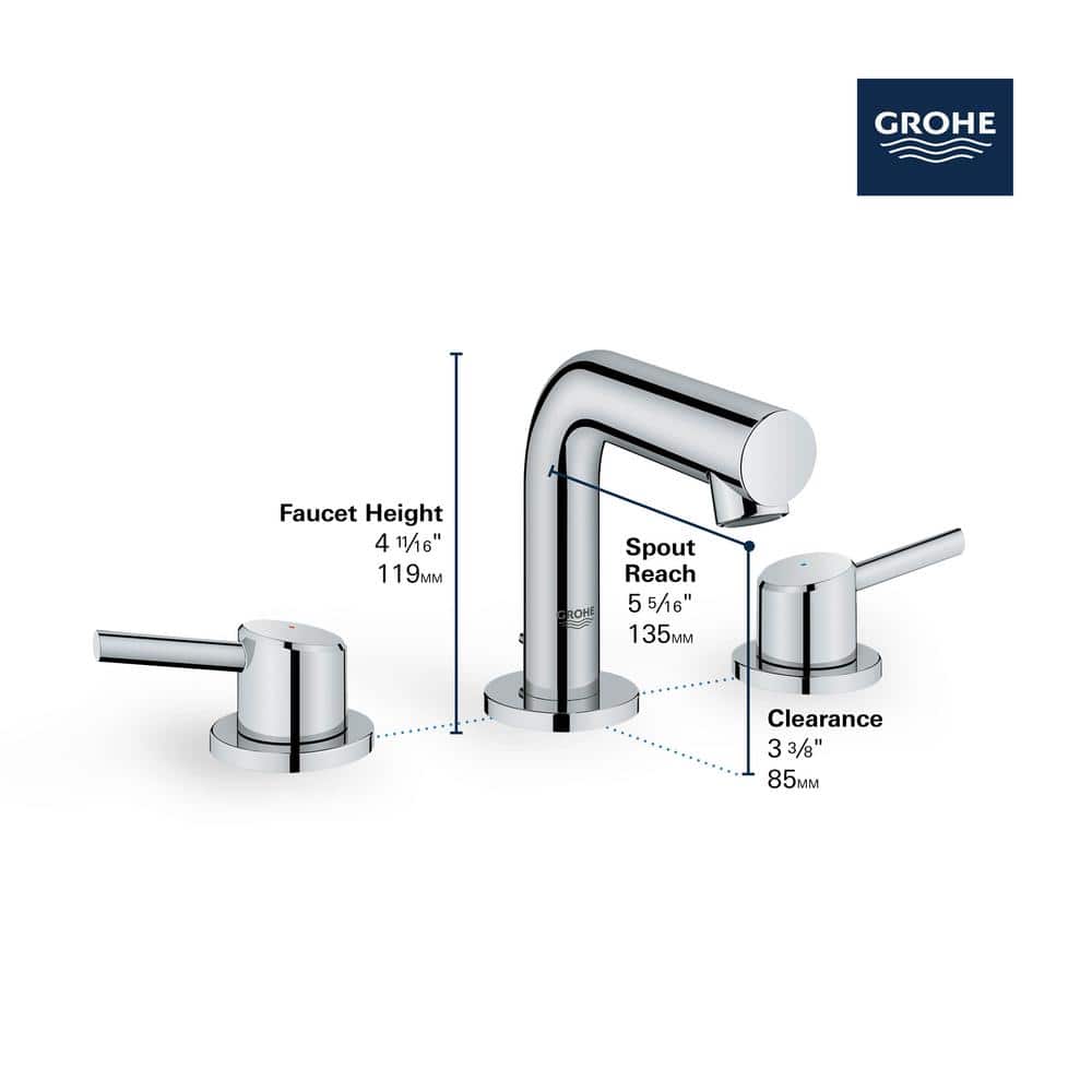 Brushed Nickel Modern Widespread Bathroom Faucet with Drain Assembly