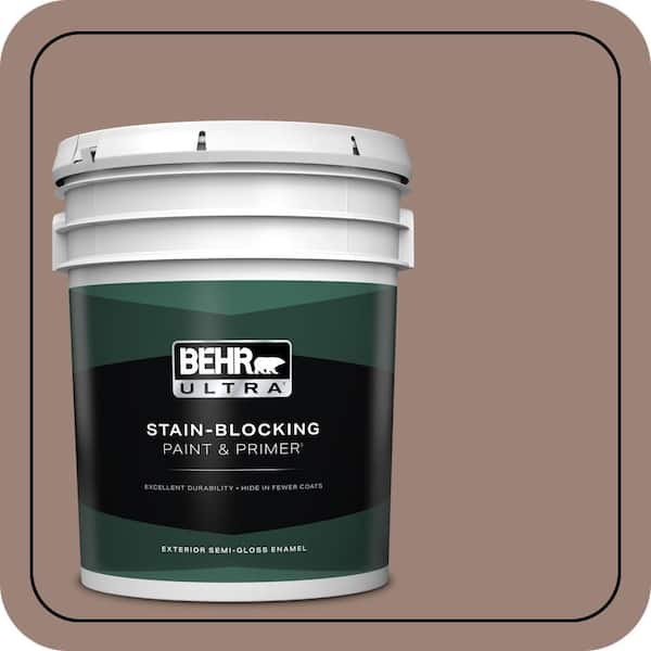 BEHR ULTRA 5 gal. #N150-4 Modern Mocha Semi-Gloss Enamel Exterior Paint & Primer
