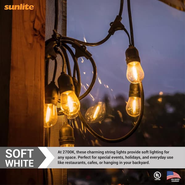 Sunlite - S14 Worklight 7 Lights 24 ft. Outdoor Hardwired LED with Lantern Plug Connector Plug-In Edison Light Bulb