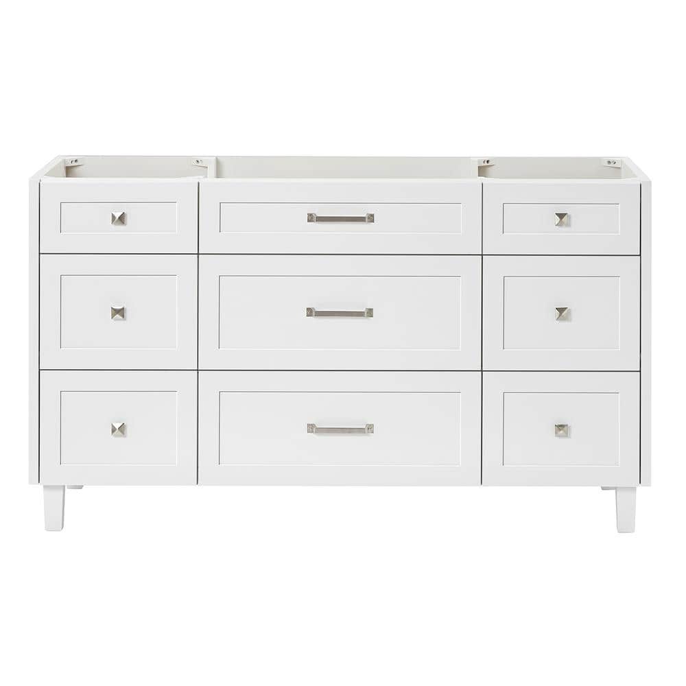 Monroe 60" White Solid Wood Freestanding Bathroom Vanity