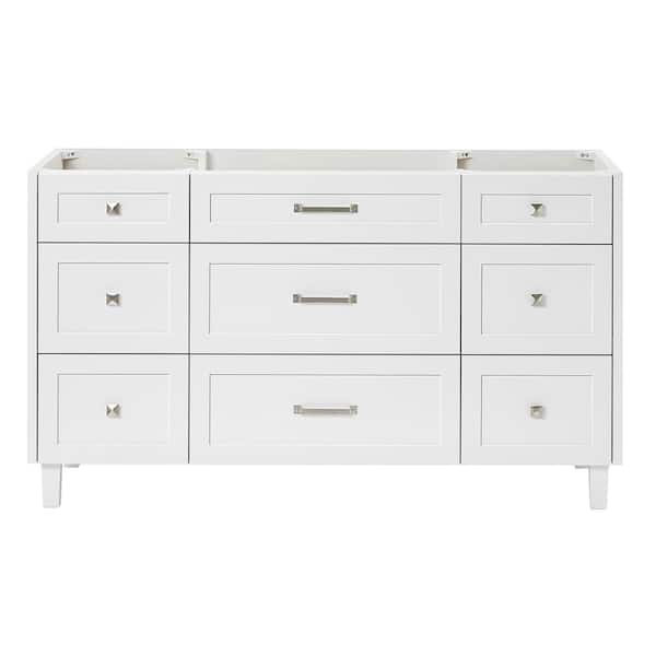 ARIEL Monroe 60 in. W x 21.5 in. D x 34.5 in. H Bath Vanity Cabinet without Top in White