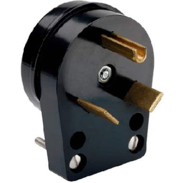 Eaton 30 Amp Heavy-Duty Grade Angled Power Plug with 3-Wire Grounding, Black