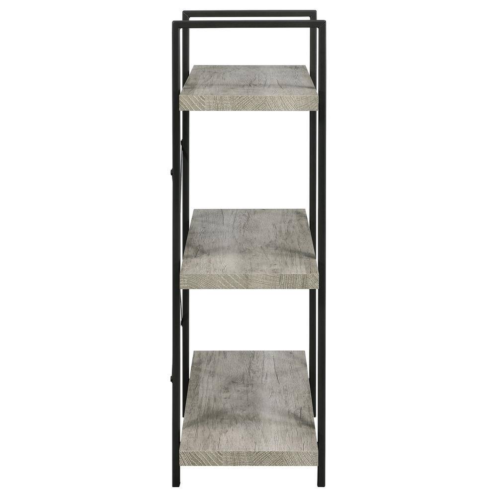 Pearl Silver Transitional 3-Shelf Bookcase in Gray Driftwood