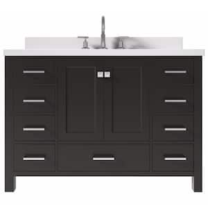 Cambridge 49 in. W x 22 in. D x 36 in. H Vanity in Espresso with Pure White Quartz Top