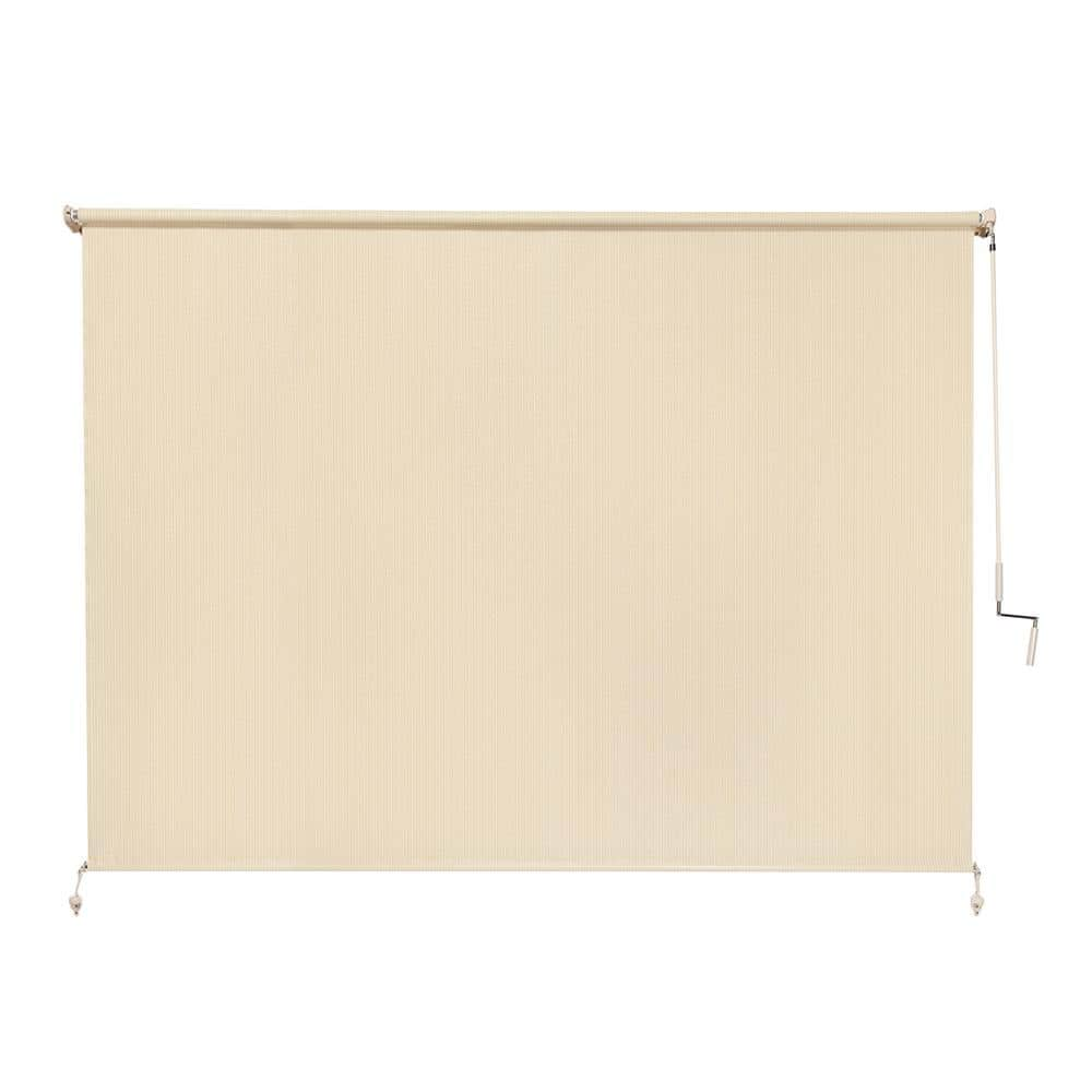 Coolaroo Sesame UV Blocking Fade Resistant Fabric Exterior Roller Shade 96  in. W x 72 in. L 460044 - The Home Depot