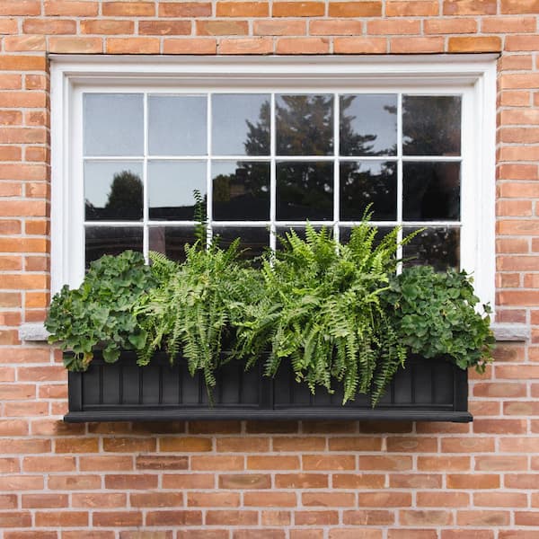 Cape Cod 60 in. x 11 in. Self-Watering Black Polyethylene Window Box
