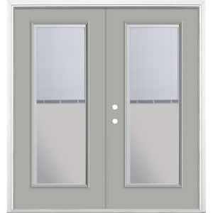 72 in. x 80 in. Silver Cloud Steel Prehung Right-Hand Inswing Mini Blind Patio Door with Brickmold