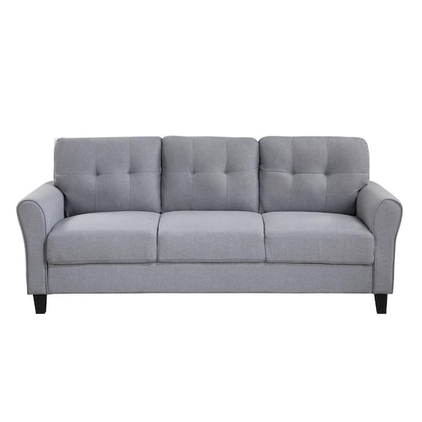 79.9 in. W 2 Piece Linen Upholstered Couch in Gray 2 Plus 3 Seat