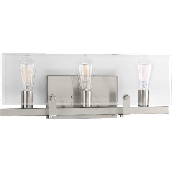Glayse Brushed Nickel 3-Light Vanity Fixture with Glass Shade