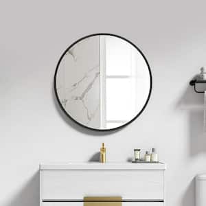 24 in. W x 24 in. H Medium Round Black Aluminum Surface Mount Medicine Cabinet with Mirror