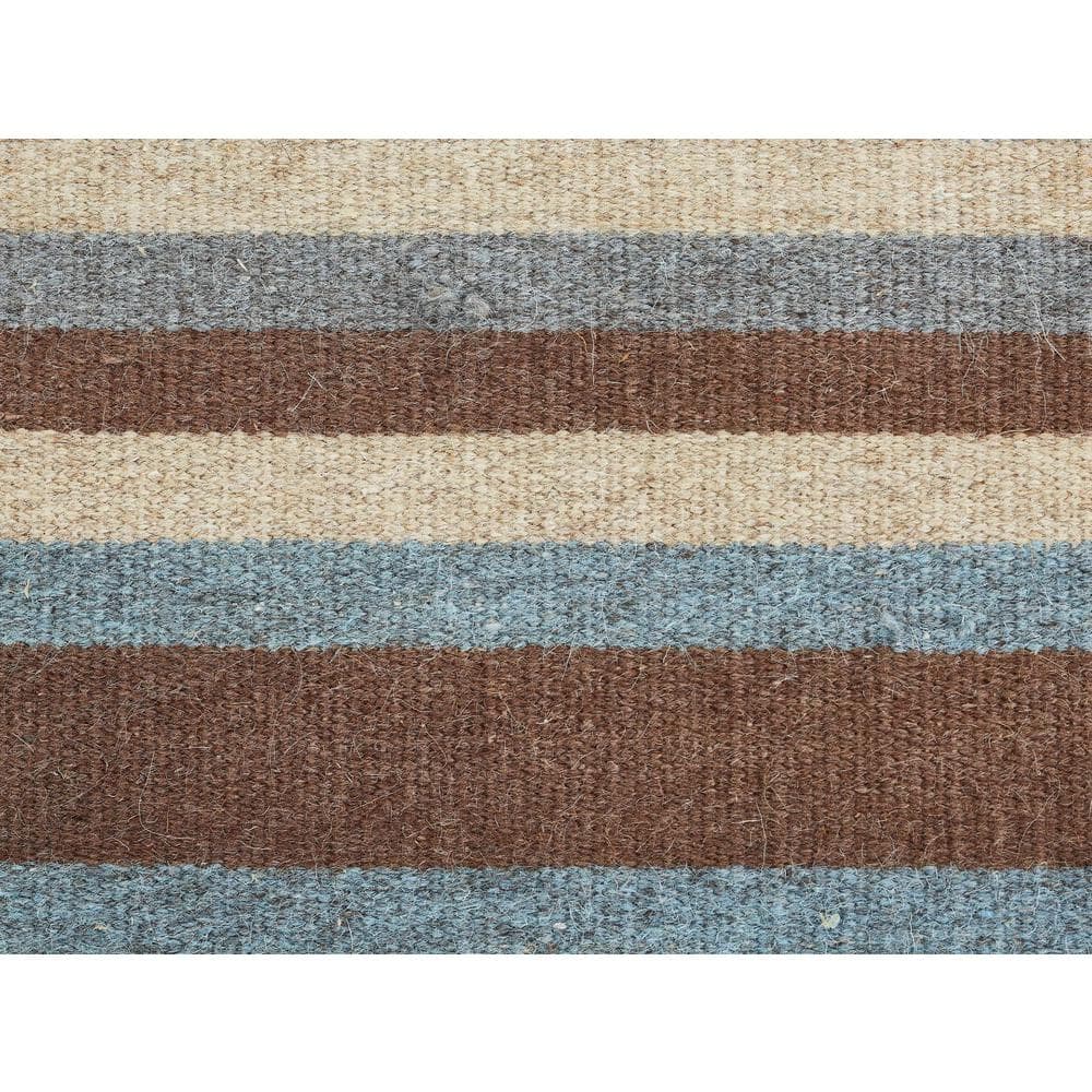 Earth Tone Striped Wool 5' x 7' Hand-Woven Area Rug