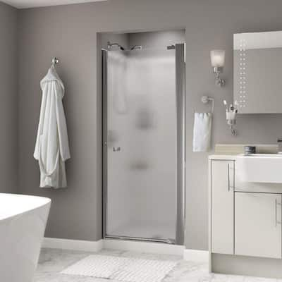 Contemporary 33 in. W x 64-3/4 in. H Semi-Frameless Pivot Shower Door in Chrome with 1/4 in. Tempered Rain Glass