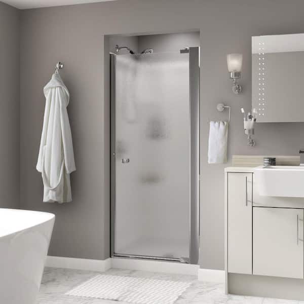 Delta Contemporary 33 in. W x 64-3/4 in. H Semi-Frameless Pivot Shower Door in Chrome with 1/4 in. Tempered Rain Glass