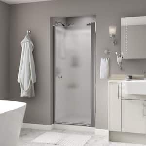 Lyndall 36 in. x 64-3/4 in. Semi-Frameless Contemporary Pivot Shower Door in Chrome with Rain Glass